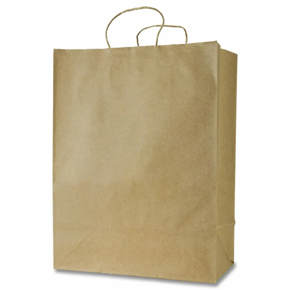 Inteplast Group Get Reddi Paper Bags, Mercado Size, 65# Basis Weight, Twisted Rope Handles, 13 x 7 x 17, Brown, 250/Carton