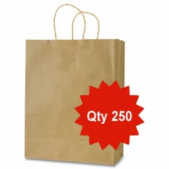 Inteplast Group Get Reddi Paper Bags, Mercado Size, 65# Basis Weight, Twisted Rope Handles, 13 x 7 x 17, Brown, 250/Carton