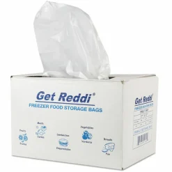 Inteplast Group Get Reddi Freezer Food Storage Bags for Full-Size Bun Pans, Includes Twist-Ties, 27" x 37", Natural, 200/Carton