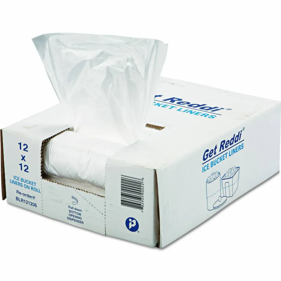 Inteplast Group Ice Bucket Liner Bags, 96 oz, 12" x 12", Clear, 1,000/Carton