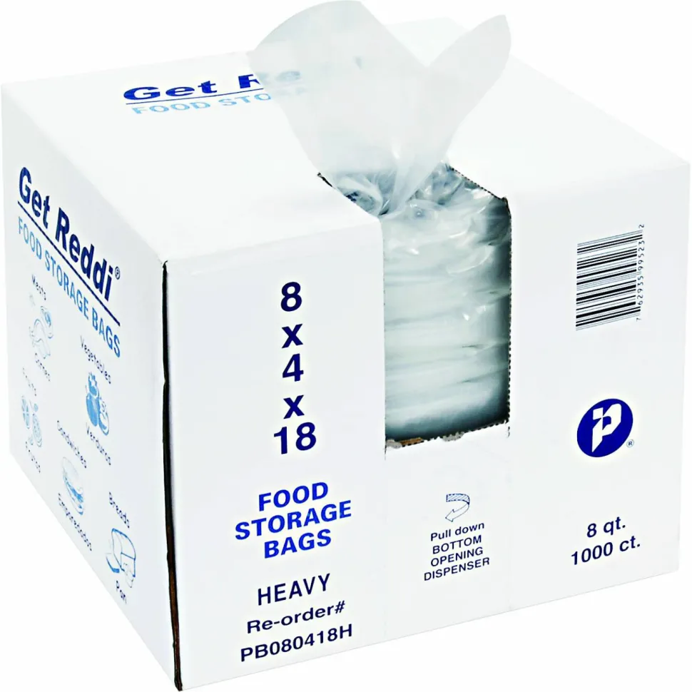 Inteplast Group Food Bags, 2-Gallon, 8" x 4" x 18", Clear, 1,000/Carton