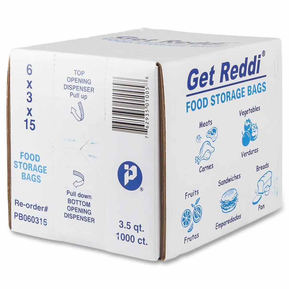 Inteplast Group Food Bags, 112 oz., 6" x 3" x 15", Clear, 1,000/Carton