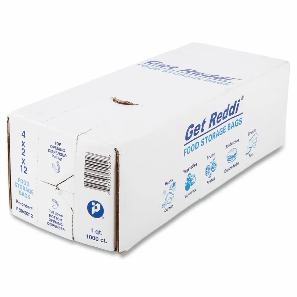 Inteplast Group Food Bags, 32 oz, 4" x 2" x 12", Clear, 1,000/Carton
