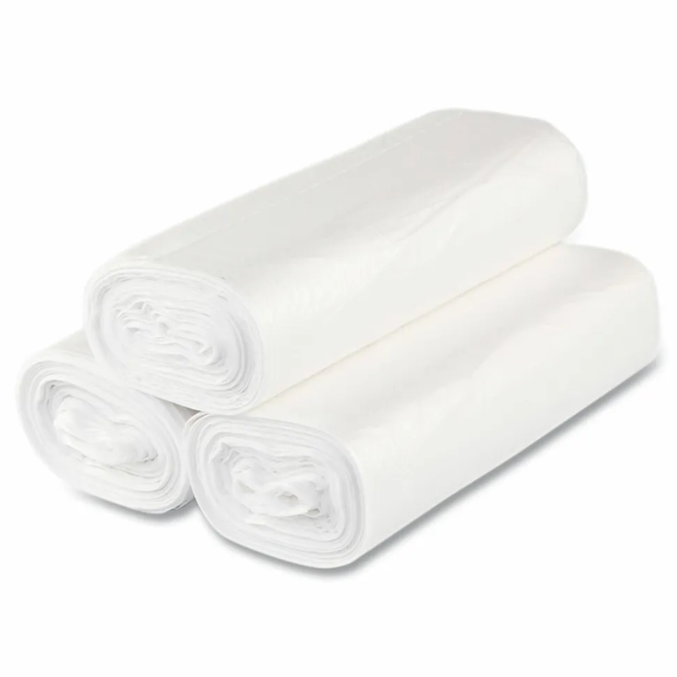 Inteplast Group High-Density Commercial Can Liners, 33 gal, 16 mic, 33" x 40", Clear, Interleaved Roll, 25 Bags/Roll, 10 Rolls/Carton