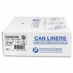 Inteplast Group High-Density Commercial Can Liners, 33 gal, 16 mic, 33
