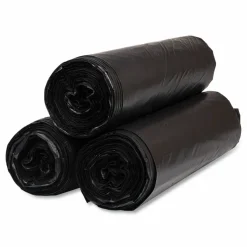Inteplast Group High-Density Commercial Can Liners, 45 gal, 22 mic, 40" x 48", Black, Interleaved Roll, 25 Bags/Roll, 6 Rolls/Carton