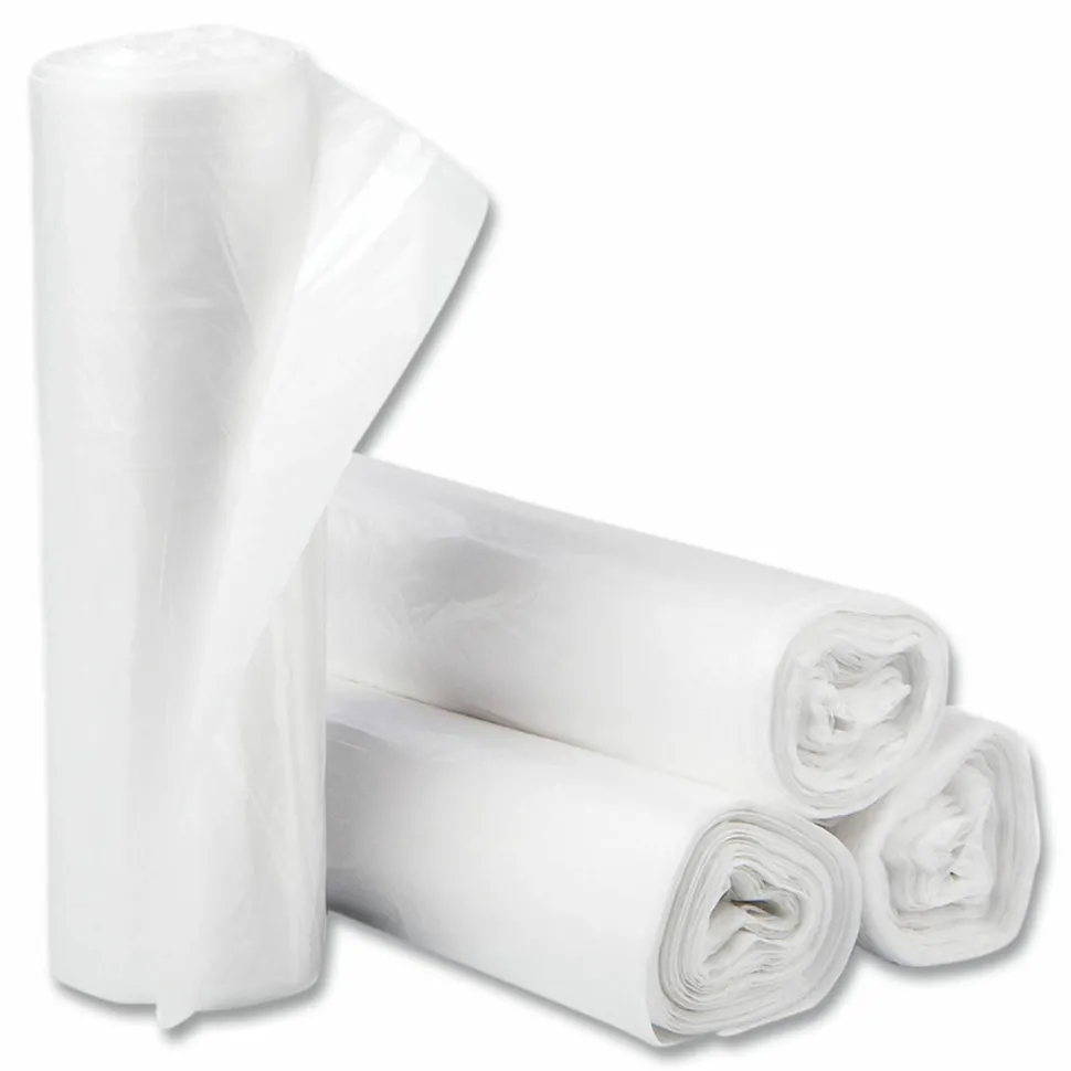 Inteplast Group High-Density Commercial Can Liners, 30 gal, 10 mic, 30" x 37", Clear, Interleaved Roll, 25 Bags/Roll, 20 Rolls/Carton