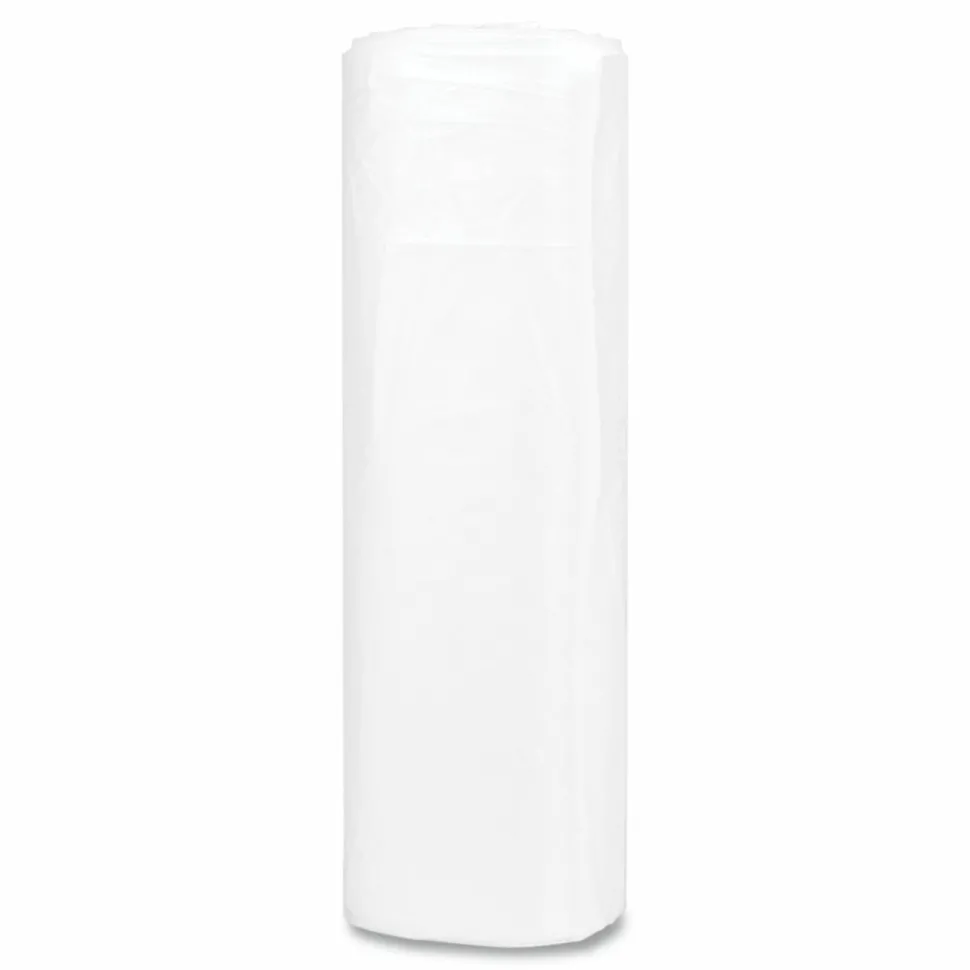 Inteplast Group High-Density Commercial Can Liners, 45 gal, 16 mic, 40" x 48", Clear, Interleaved Roll, 25 Bags/Roll, 10 Rolls/Carton