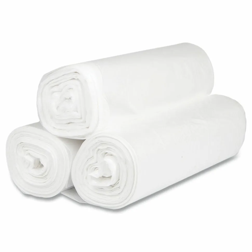 Inteplast Group High-Density Commercial Can Liners, 45 gal, 16 mic, 40" x 48", Clear, Interleaved Roll, 25 Bags/Roll, 10 Rolls/Carton