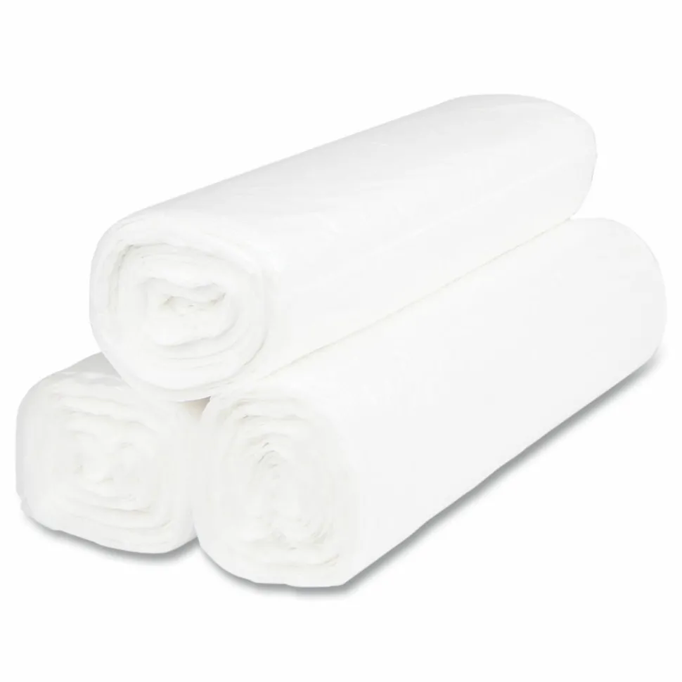 Inteplast Group High-Density Commercial Can Liners, 45 gal, 14 mic, 40" x 48", Clear, Interleaved Roll, 25 Bags/Roll, 10 Rolls/Carton