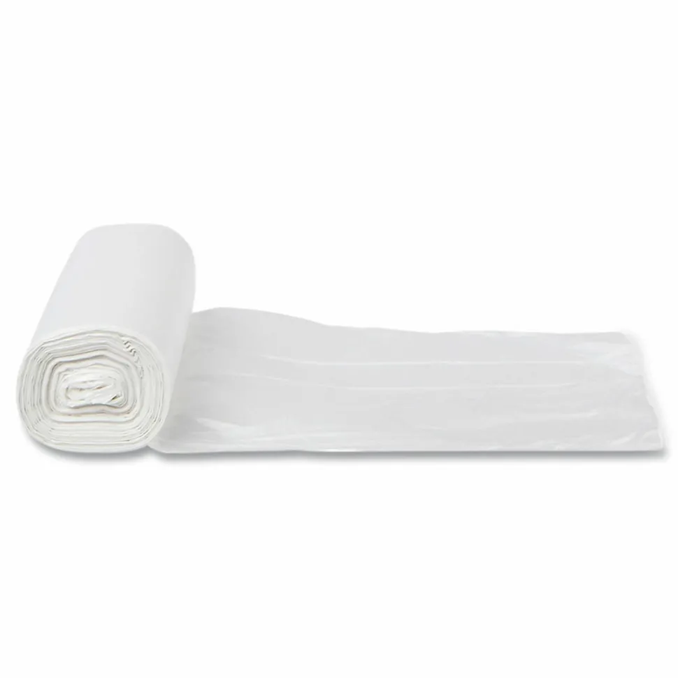 Inteplast Group High-Density Commercial Can Liners, 10 gal, 6 mic, 24" x 24", Natural, Perforated Roll, 50 Bags/Roll, 20 Rolls/Carton