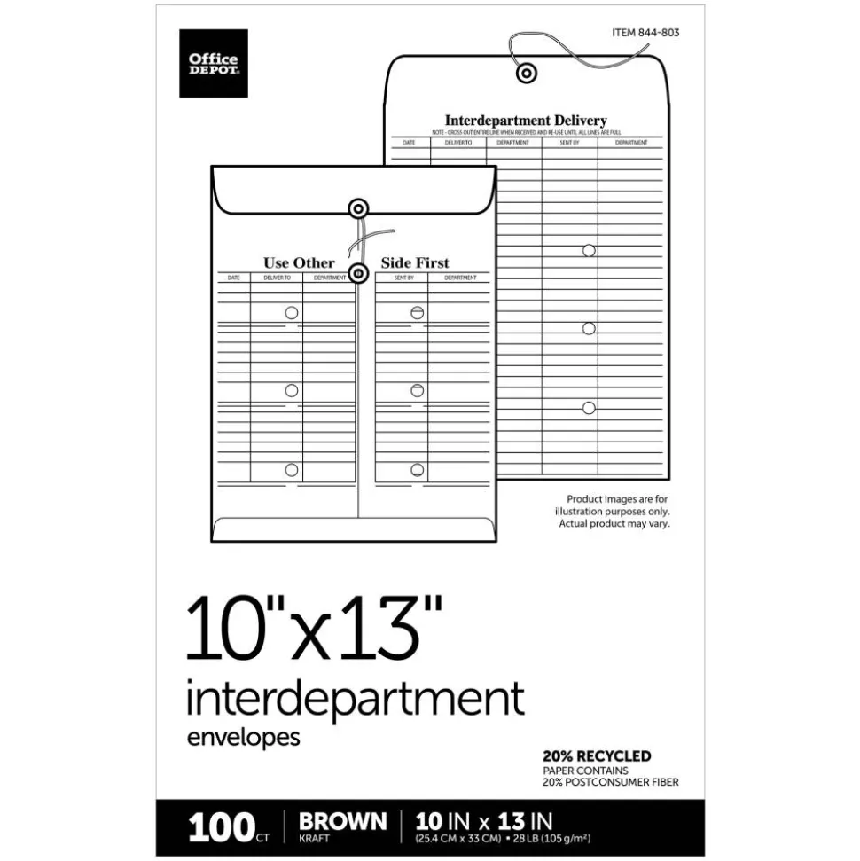 Interdepartment Envelopes, 10" x 13", Brown Kraft, Box Of 100