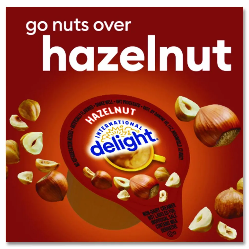 International Delight Flavored Liquid Non-Dairy Coffee Creamer, Hazelnut, 0.44 oz Mini Cups, 48/Box