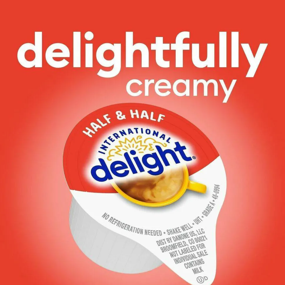 International Delight Half-And-Half Liquid Coffee Creamer Single-Serve Tubs, Original Flavor, 0.304 Oz, Box Of 180 Tubs