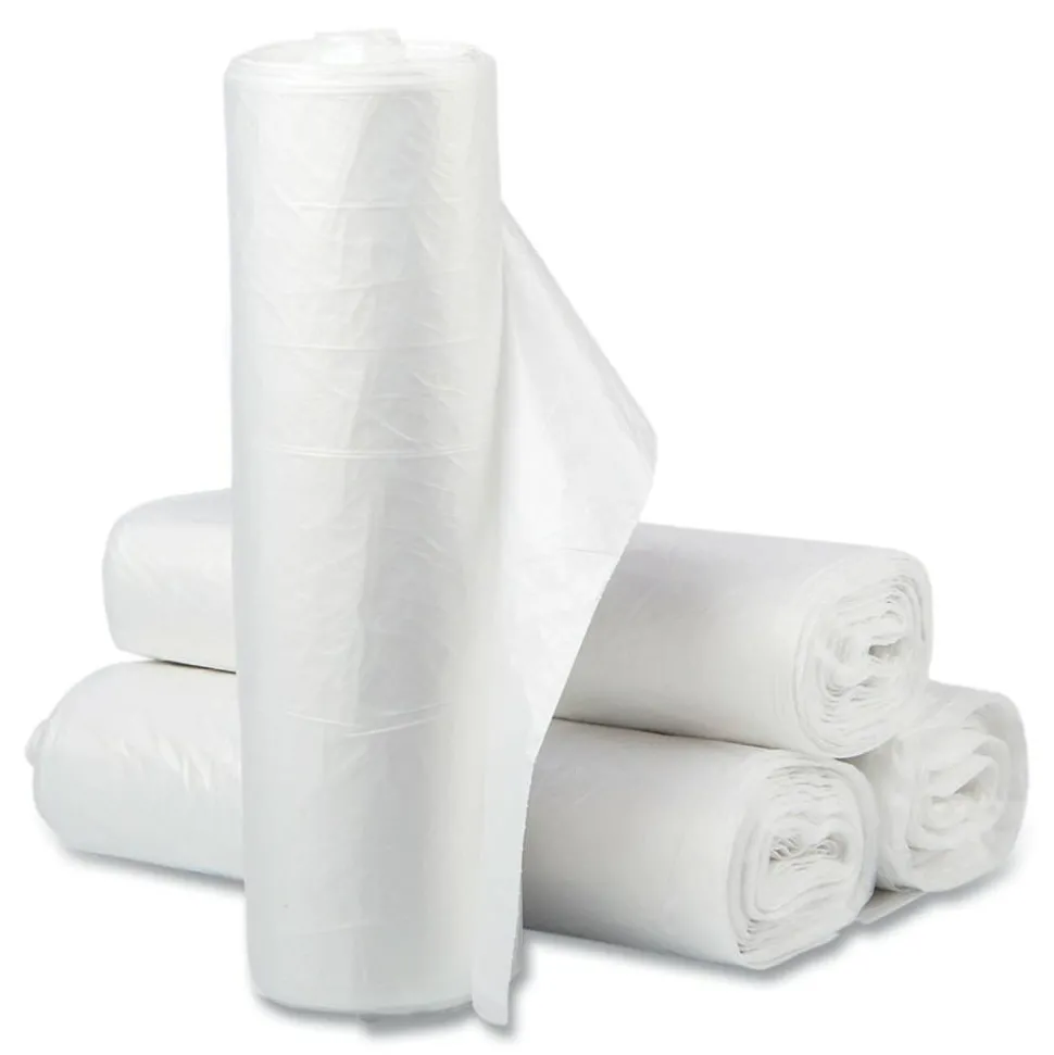 Interplast Group High Density Commercial Can Liner Value Pack, .47 mil, 60 gal, 12 mic, 38" x 58", Clear, Interleaved Roll, 25 Bags/Roll, 8 Rolls/CT