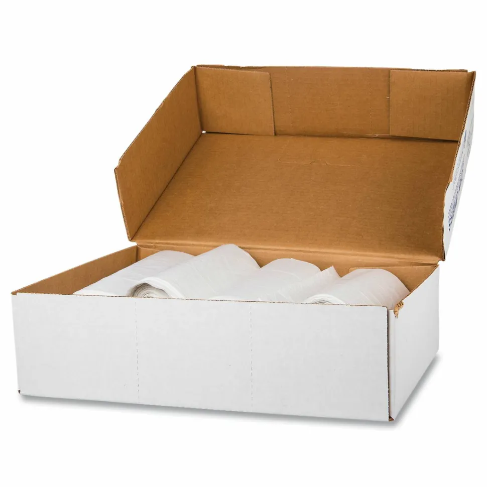 Interplast Group High Density Commercial Can Liner Value Pack, .47 mil, 60 gal, 12 mic, 38" x 58", Clear, Interleaved Roll, 25 Bags/Roll, 8 Rolls/CT