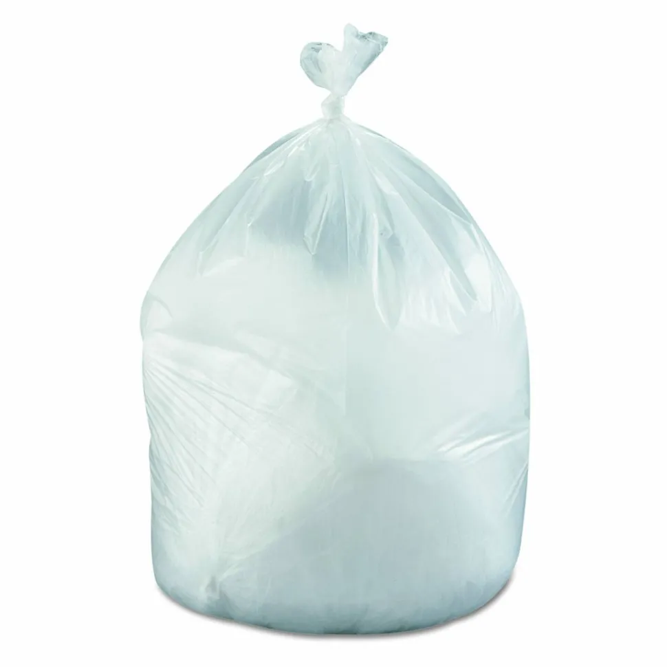 Interplast Group High Density Commercial Can Liner Value Pack, 0.75 mil, 60 gal, 19 mic, 38" x 58", Clear, Interleaved Roll, 25 Bags/Roll, 6 Rolls/CT
