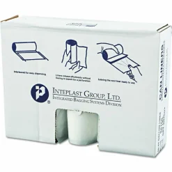 Interplast Group High Density Commercial Can Liner Value Pack, 45 gal, 0.47 mil, 12 mic, 40" x 46", Clear, Interleaved Roll, 25 Bags/Roll, 10 Rolls/CT