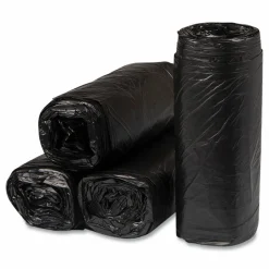 Interplast Group High Density Commercial Can Liners, 16 gal, 8 mic, 24" x 33", Black, Interleaved Roll, 50 Bags/Roll, 20 Rolls/Carton