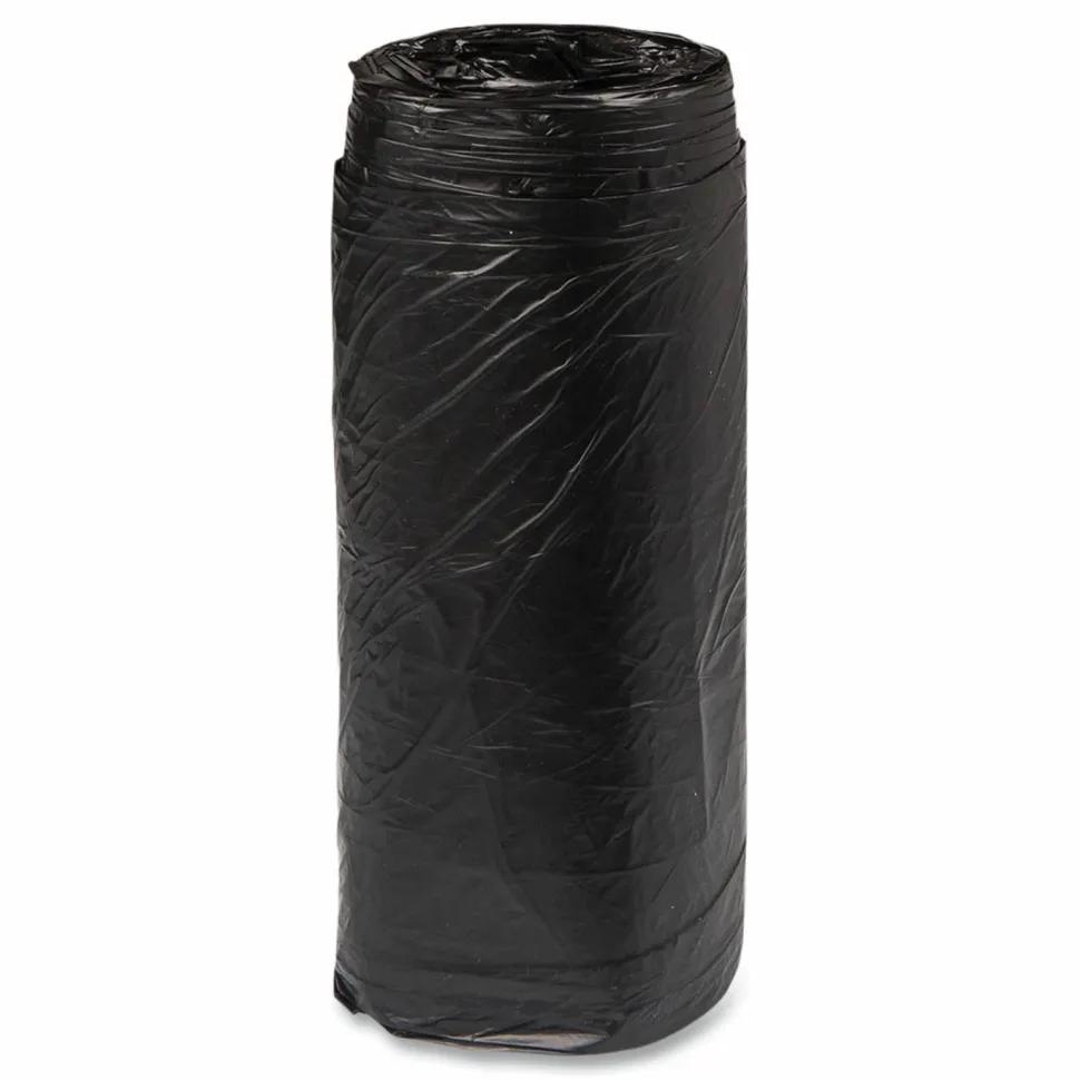 Interplast Group High Density Commercial Can Liners, 16 gal, 8 mic, 24" x 33", Black, Interleaved Roll, 50 Bags/Roll, 20 Rolls/Carton