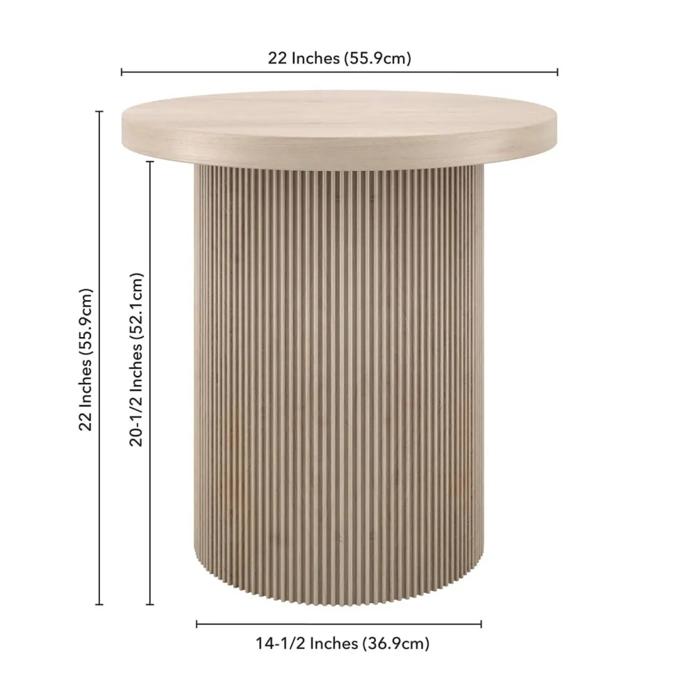 Isa 22" Wide Round Side Table in Alder White