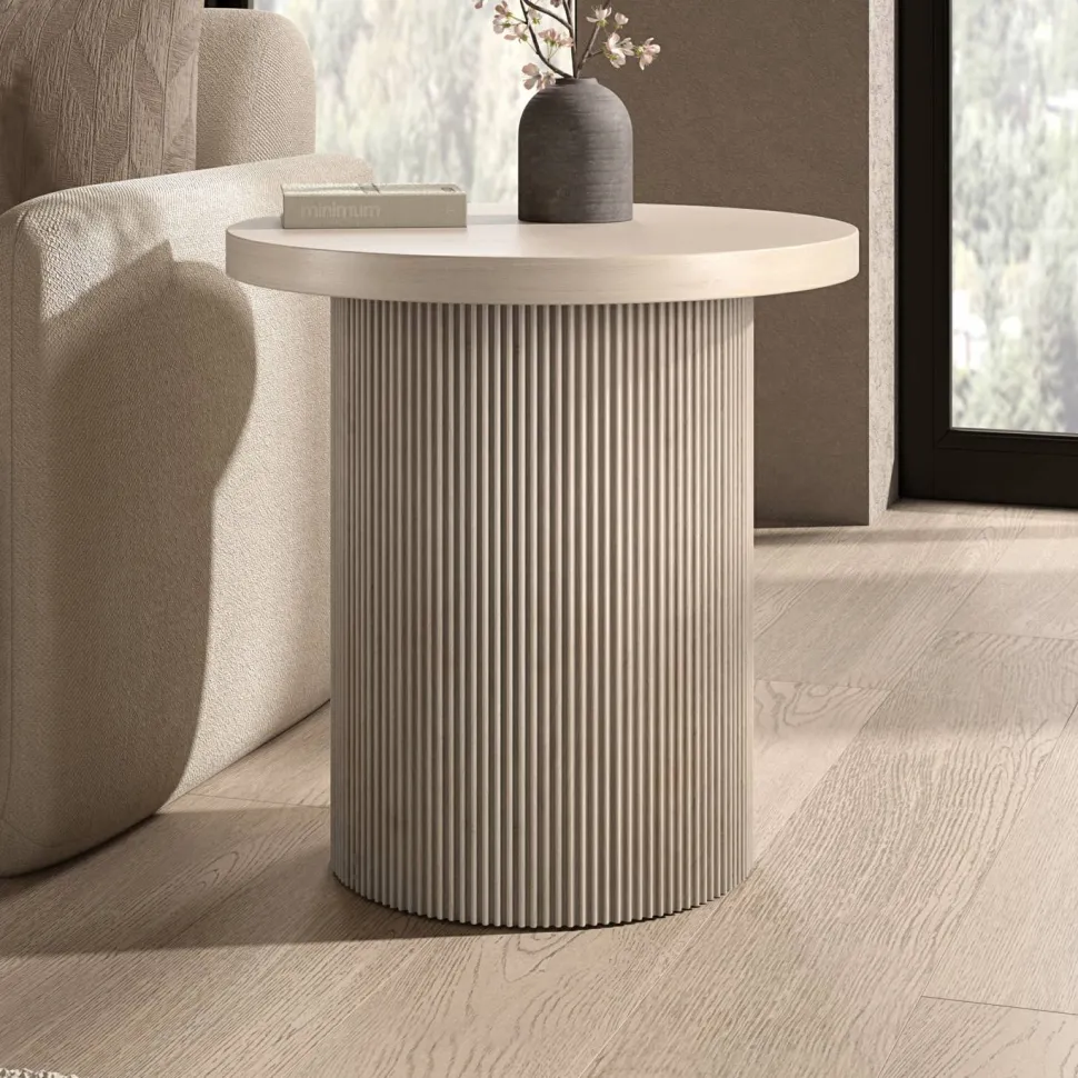 Isa 22" Wide Round Side Table in Alder White