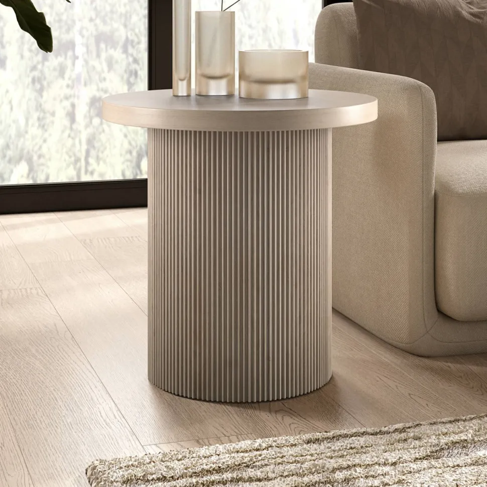 Isa 22" Wide Round Side Table in Alder White