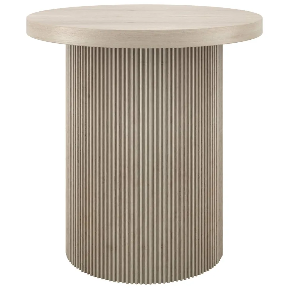 Isa 22" Wide Round Side Table in Alder White