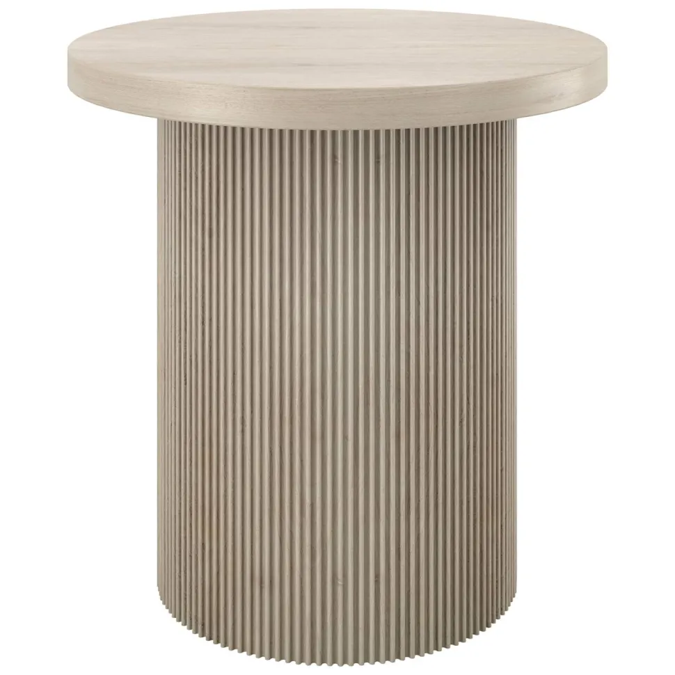 Isa 22" Wide Round Side Table in Alder White
