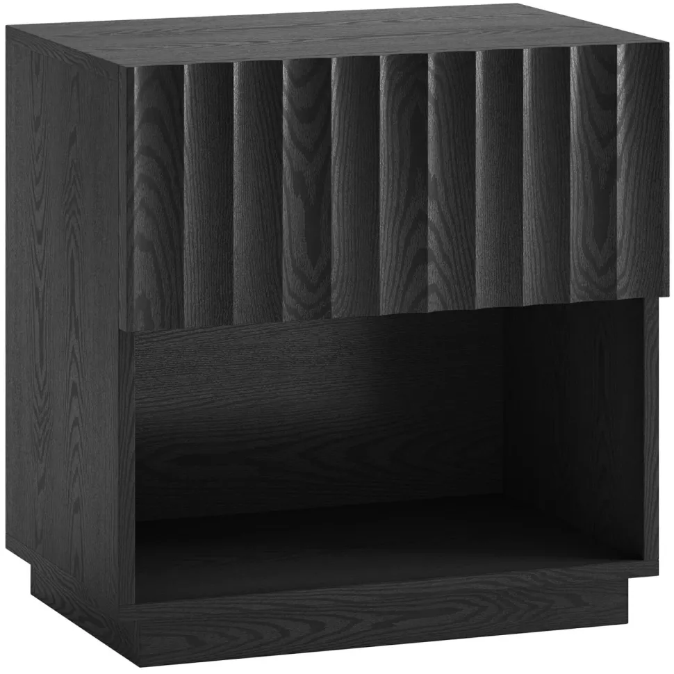 Jason 24" Wide Rectangular Fluted Nightstand in Black Grain