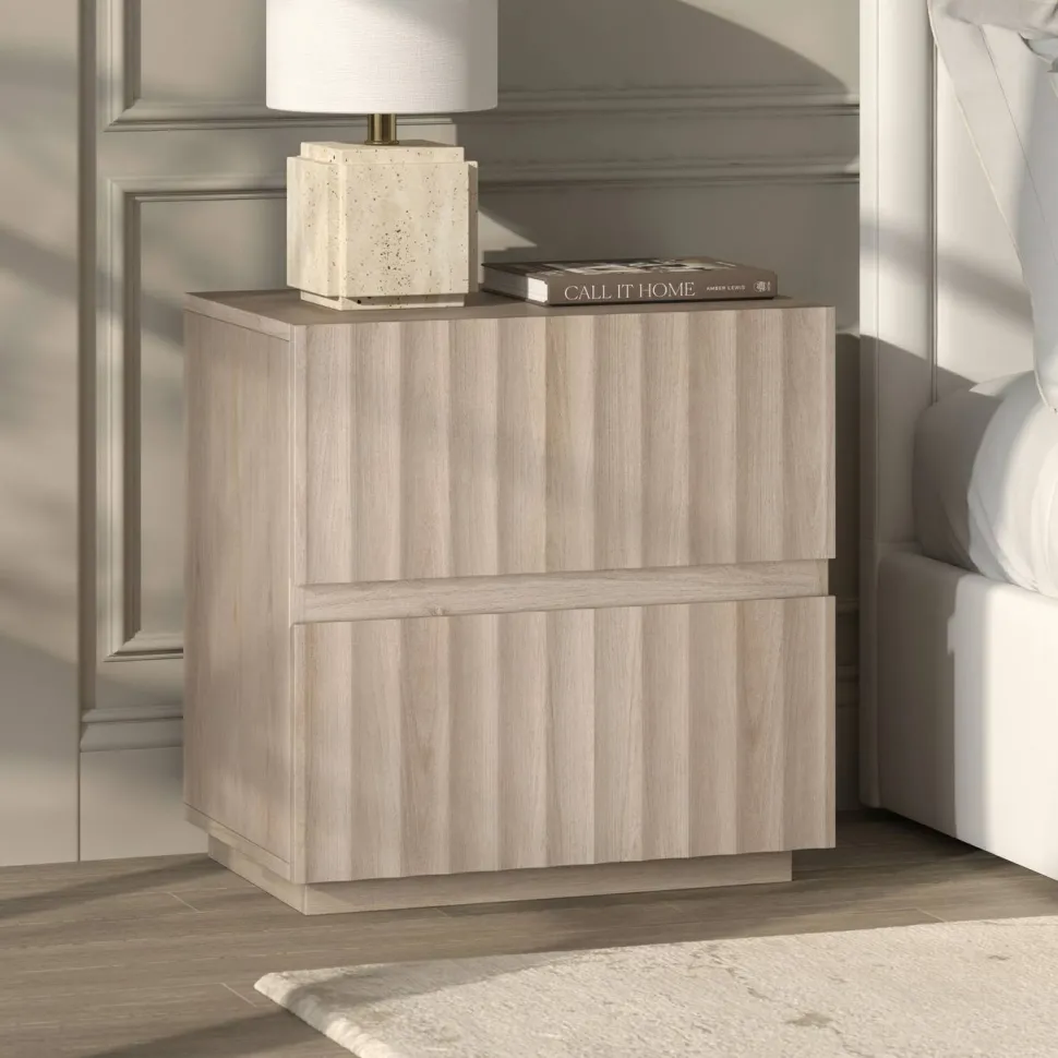 Jaylen 24" Wide Rectangular Fluted Nightstand in Alder White