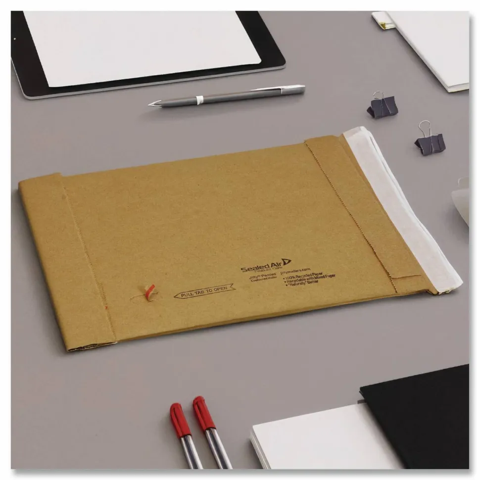 Jiffy Mailer Padded Self-seal Mailers - Padded - #1 - 7 1/4" Width x 12" Length - Self-sealing - Natural - Kraft, Fiber - 100 / Carton