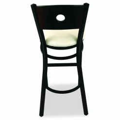 JMC Furniture Circle Series Barstool, Supports Up to 300 lb, 28.5" Seat Height, Cream Seat, Dark Walnut Back, Black Base