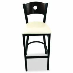 JMC Furniture Circle Series Barstool, Supports Up to 300 lb, 28.5" Seat Height, Cream Seat, Dark Walnut Back, Black Base