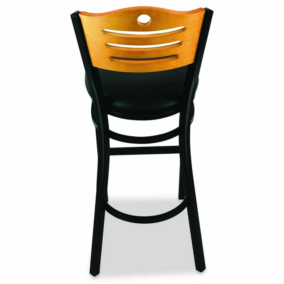 JMC Furniture Eagle Series Barstool, Supports Up to 300 lb, 28.5" Seat Height, Black Seat, Natural Back, Black Base