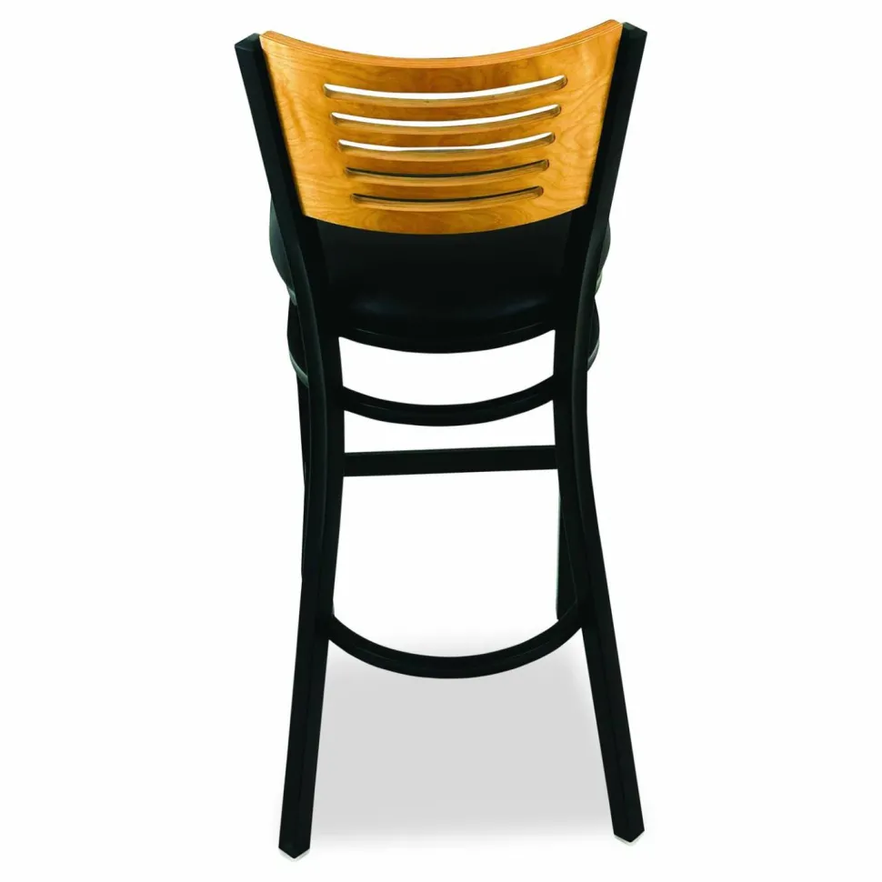 JMC Furniture Jones River Series Barstool, Supports Up to 300 lb, 28.5" Seat Height, Black Seat, Natural Back, Black Base