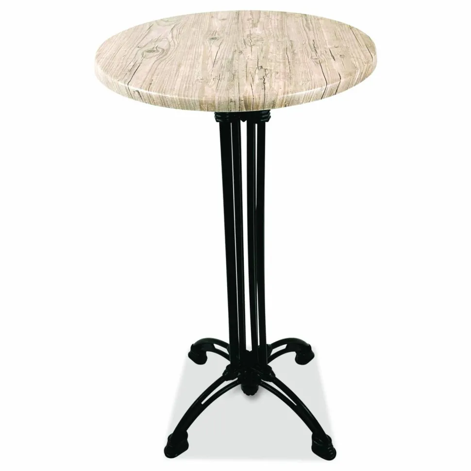 JMC Furniture Topalit Tables, Round, 24" dia x 44"h, Washington Pine Top, Black Iron Base/Legs