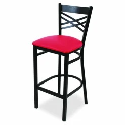 JMC Furniture X Series Barstool, Supports Up to 300 lb, 29.5" Seat Height, Red Seat, Black Back, Black Base