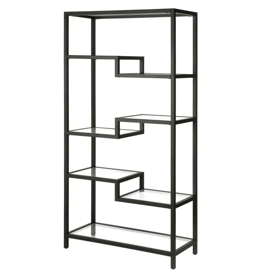 Johann 68" Tall Rectangular Bookcase in Blackened Bronze