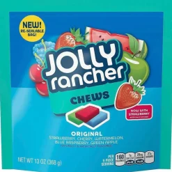 Jolly Rancher Chews Candy, Assorted Flavors, 13 oz Pouches, 4/Carton