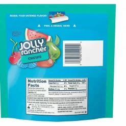 Jolly Rancher Chews Candy, Assorted Flavors, 13 oz Pouches, 4/Carton