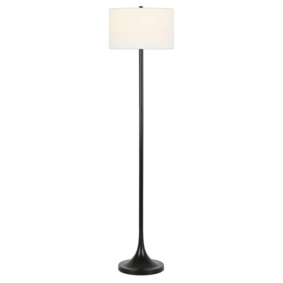 Josephine 62" Tall Floor Lamp with Fabric Shade in Blackened Bronze/White