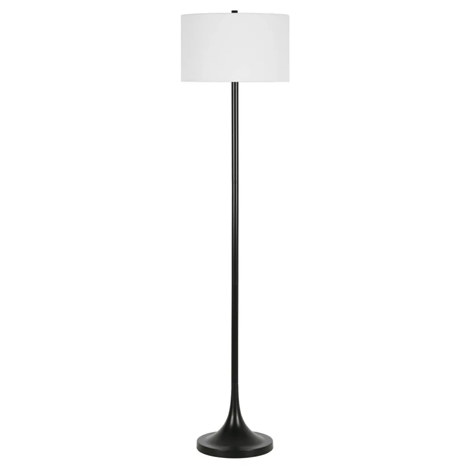 Josephine 62" Tall Floor Lamp with Fabric Shade in Blackened Bronze/White