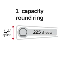 Just Basics Basic View 3-Ring Binder, 1" Round Rings, White