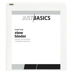 Just Basics Basic View 3-Ring Binder, 1 1/2" Round Rings, White