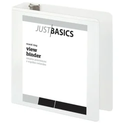 Just Basics Basic View 3-Ring Binder, 3" Round Rings, White