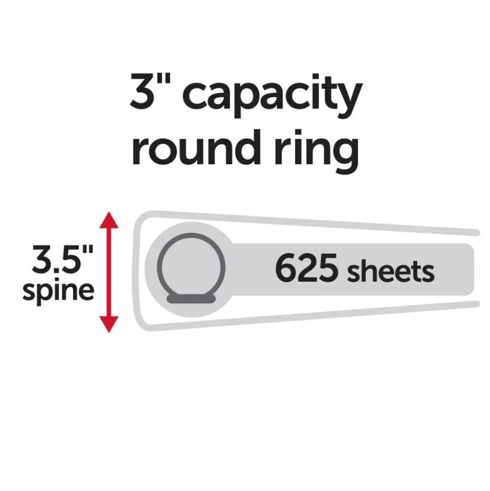 Just Basics Basic View 3-Ring Binder, 3" Round Rings, White