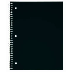 Just Basics Poly Spiral Notebook, 8" x 10-1/2", 1 Subject, Wide Ruled, 70 Sheets, Black