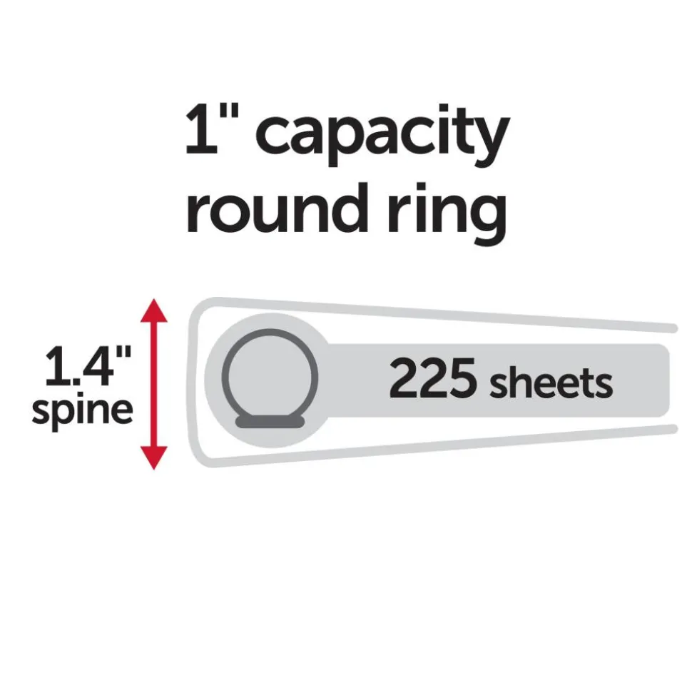 Just Basics View 3-Ring Binder, 1" Round Rings, White, Pack Of 12