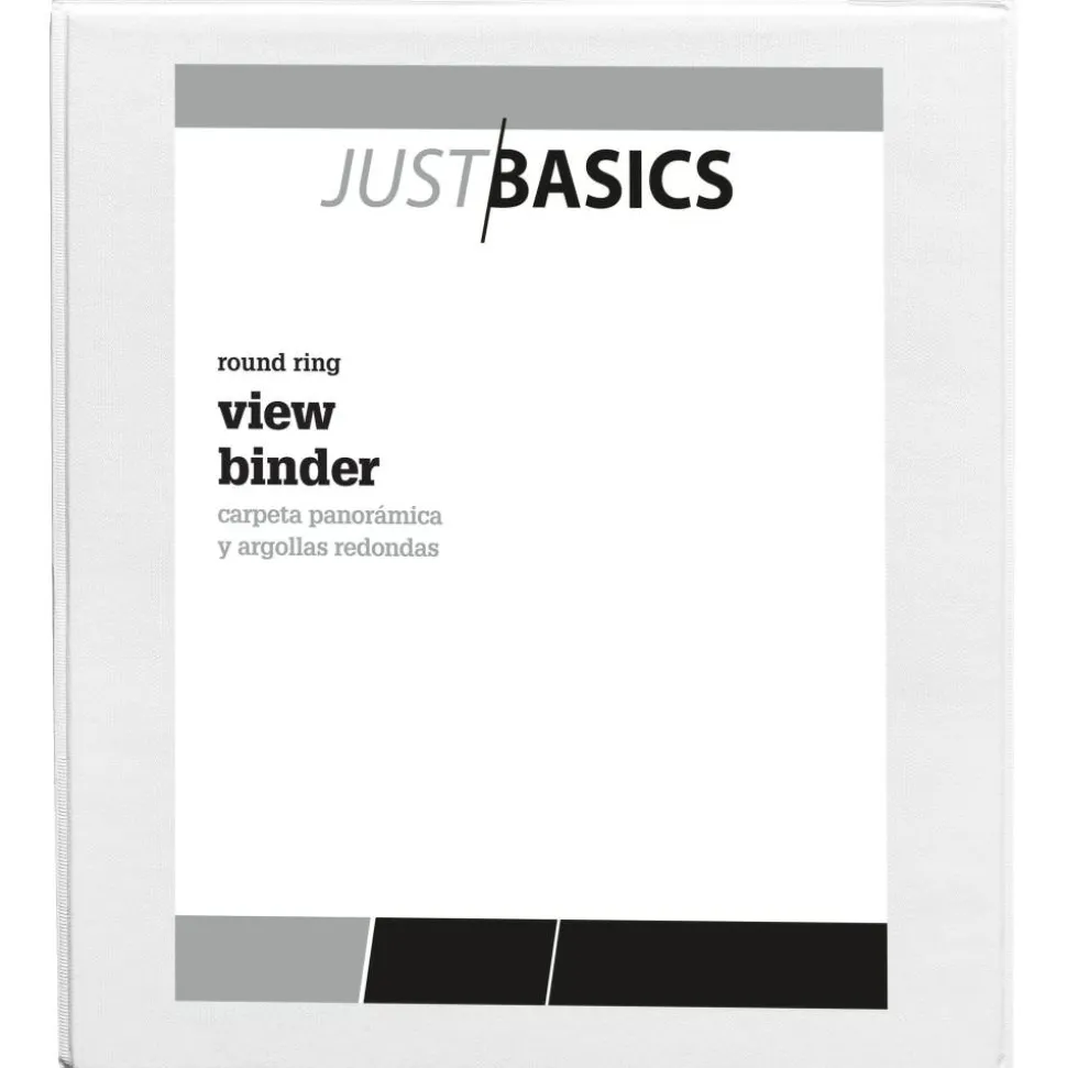Just Basics View 3-Ring Binder, 1" Round Rings, White, Pack Of 12